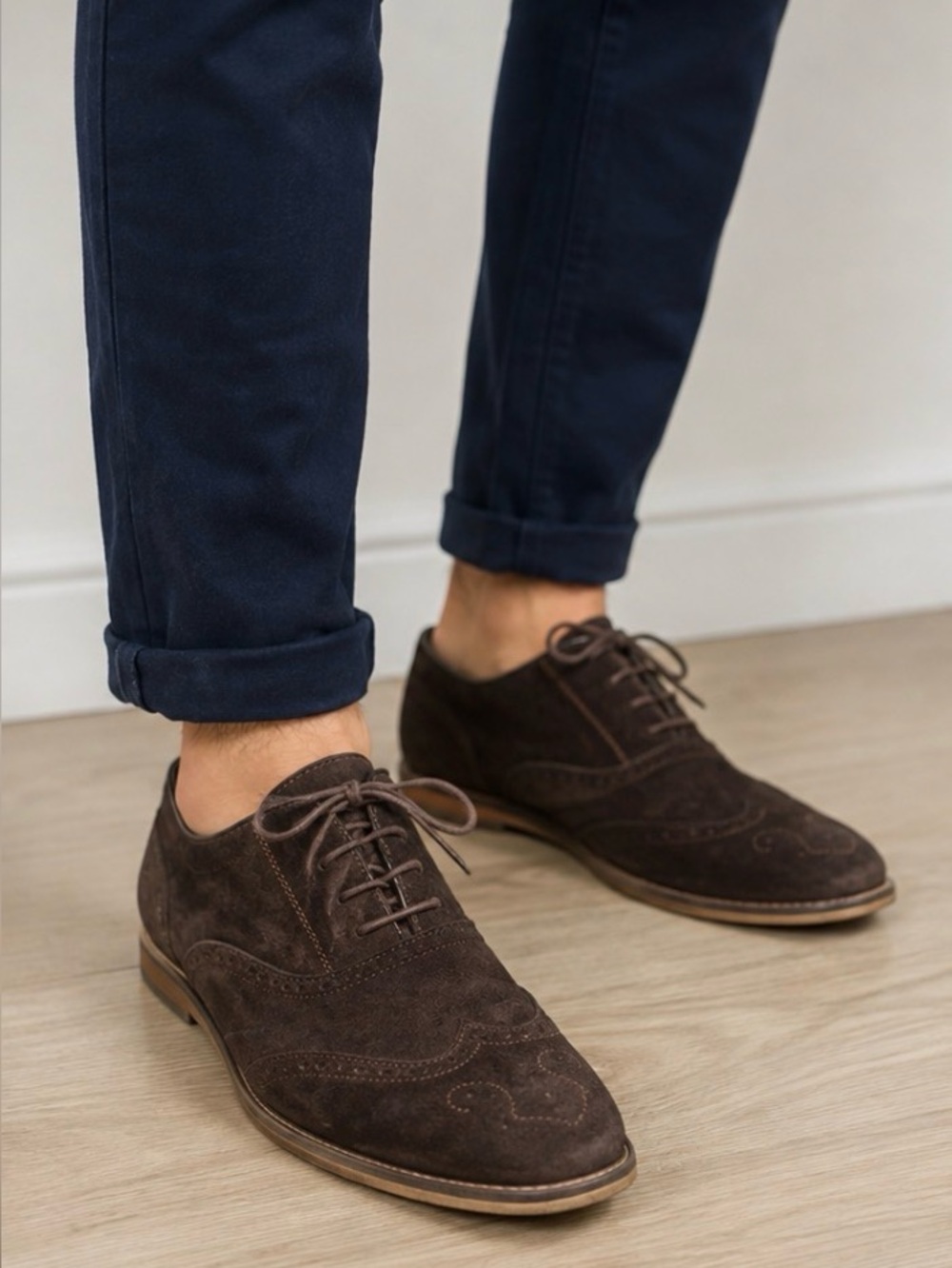 Zota Classic Brown Suede Wingtip Oxford Lace-Up Shoes Size 9